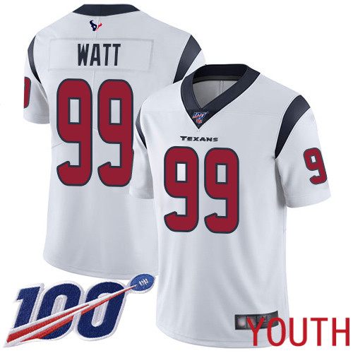 Houston Texans Limited White Youth J J  Watt Road Jersey NFL Football #99 100th Season Vapor Untouchable